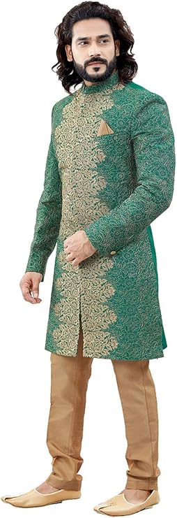 Indian Traditional Partywear Ethnic Reception Designer Marriage Mens Sherwani.ICW2491-3 at 