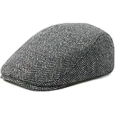 FEINION Men Wool Blend Flat Cap Tweed Newsboy Ivy Hat