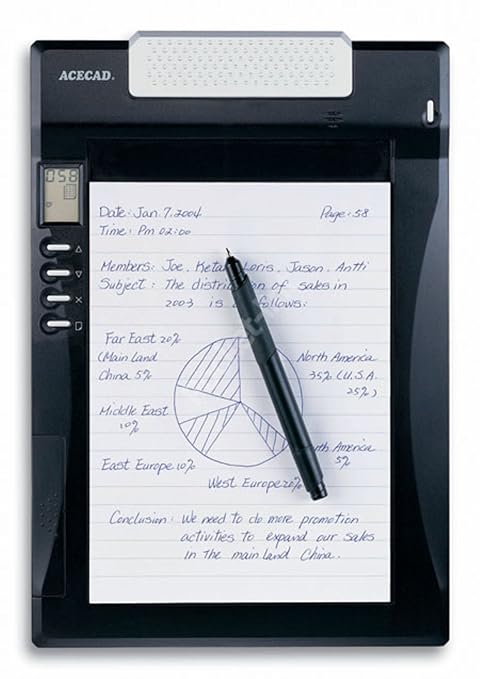 A5 DigiMemo A501, ACECAD Digital Notepad DIN-A5 Format mit internem Speicher und digitaler Kugelschreiber (DigiPen P100), ink
