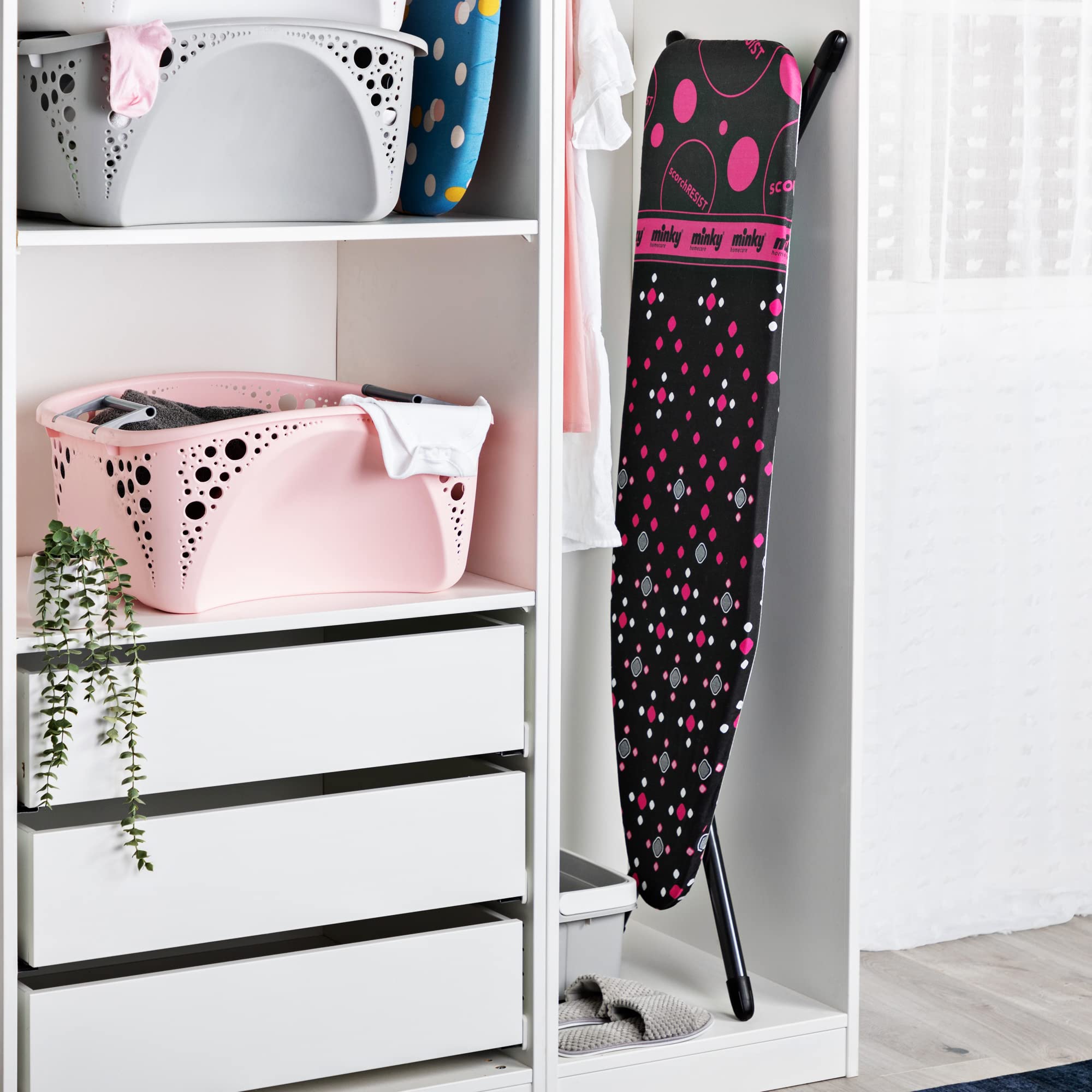 Minky Hot Spot Ironing Board | Made in UK | Freestanding Ironing Board with Premium Cover and Pad Featuring Scorch Resistant Iron Parking Zone - 48