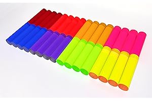 BEST ACRYLICS 32 Pcs 3/4” OD x 3” (2 7/8"") Long Clear Color Translucent Acrylic Dowel Rods .75"" Diameter Red Orange Blue Yellow Green Purple Pink Amber, DWL-RD.50-24pc-8-Color