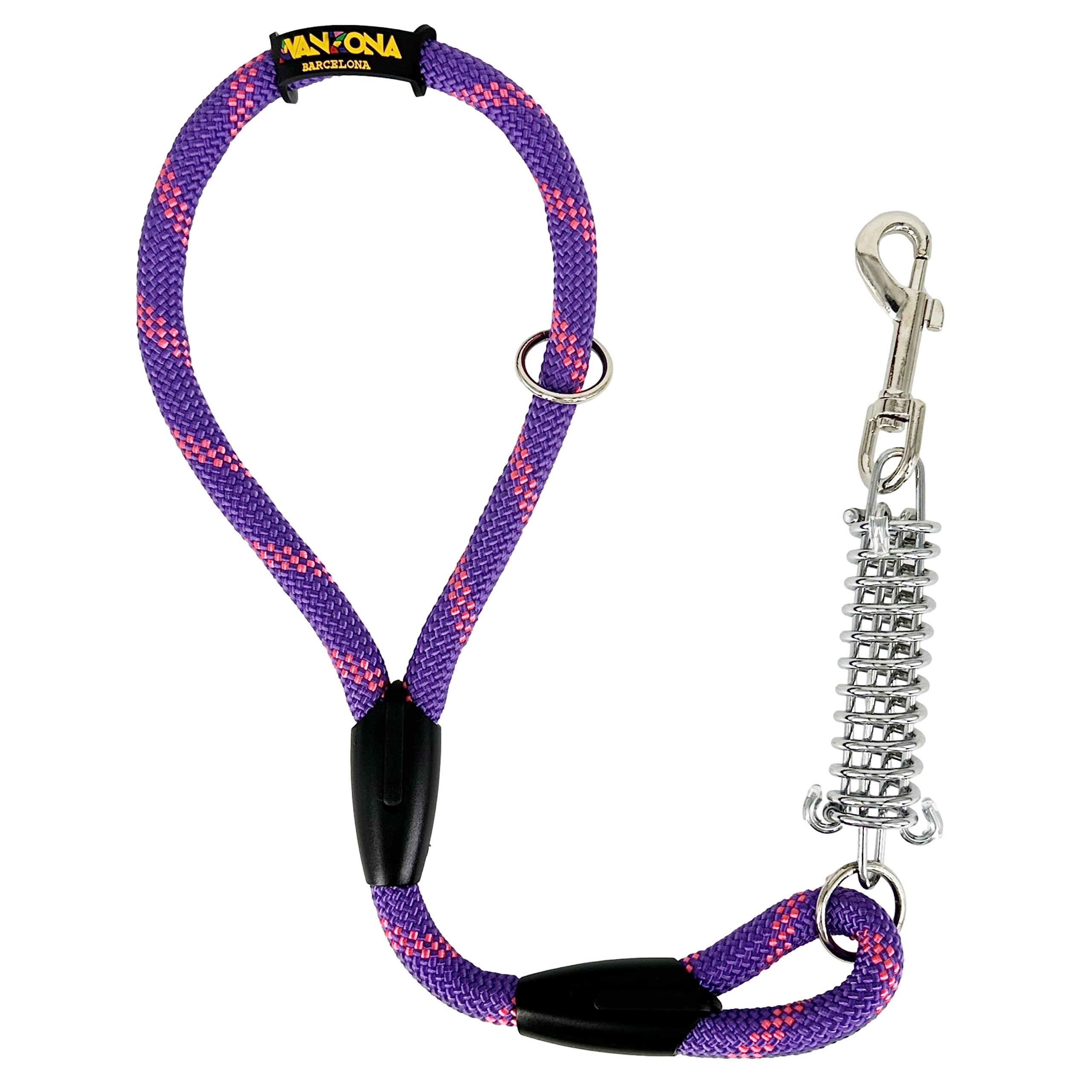 Dog Lead, Shock Absorber, Anti Pull, for Medium and Large Dogs, Made in Spain. 60cm. Violet with Pink