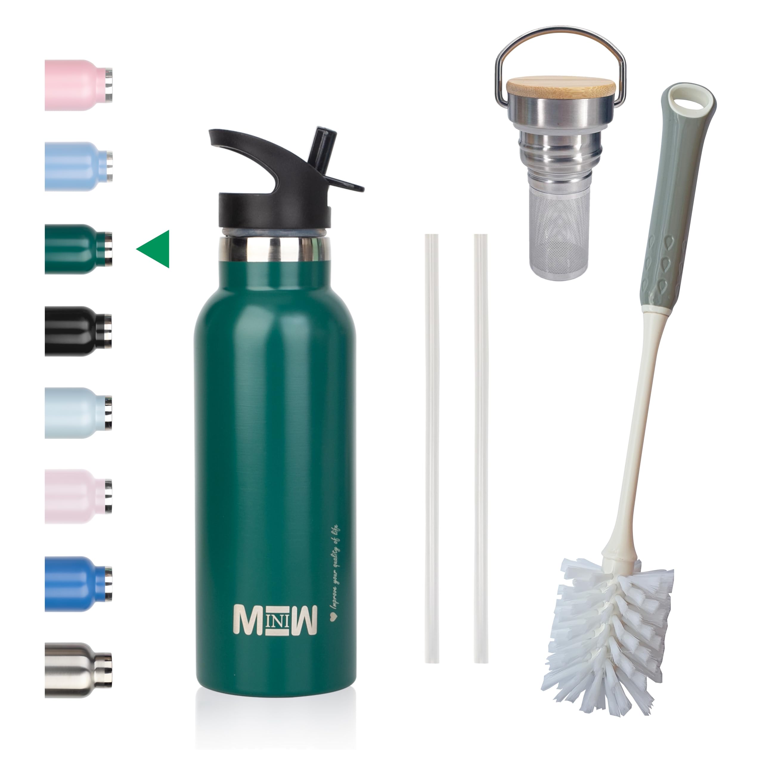 MINIW Stainless Steel Water Bottle | Leakproof & Double Wall Insulated Vacuum Flask | BPA-Free for Gym, Office & Outdoors | Dark-Green 500ml