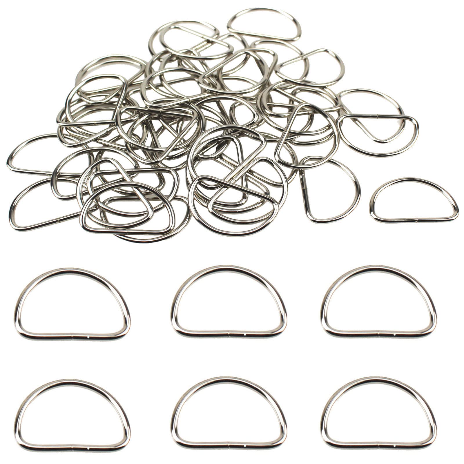 Gad2go 50 Pieces Metal D Ring Buckle 25mm D Rings for Bag Straps Belts Macrame DIY Leathercraft