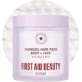 First Aid Beauty Ingrown Hair Pads with BHA and AHA | Dermatologist-Tested Post-Shave Treatment to Prevent Razor Bumps &amp; Exfoliate Underarms &amp; Bikini Area, Sensitive Skin