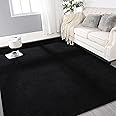Gifeas Large Ultra Soft Modern Area Rugs for Living Room Bedroom, 6x9 Feet Black Thickened Memory Foam Indoor Solid Minimalist Carpets, Non-Slip Comfy Rug for Boys Girls Nursery Room Home Decor