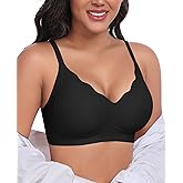 Ganado Scalloped Wireless Bras for Women Seamless No Underwire Bra Full Coverage Padded Comfortable Bralettes
