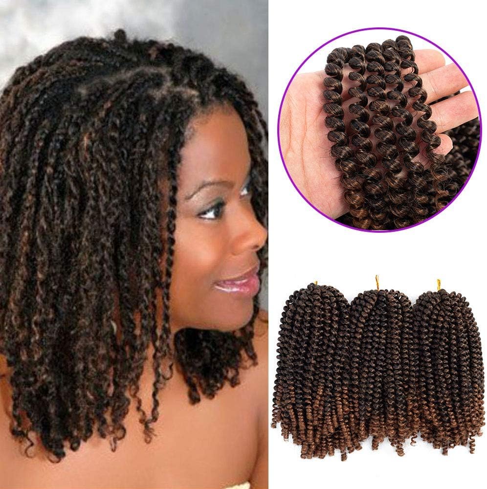 3 Pack Spring Twist Crochet Braiding Hair Ombre Colors Synthetic Hair Extensions (T1B30)