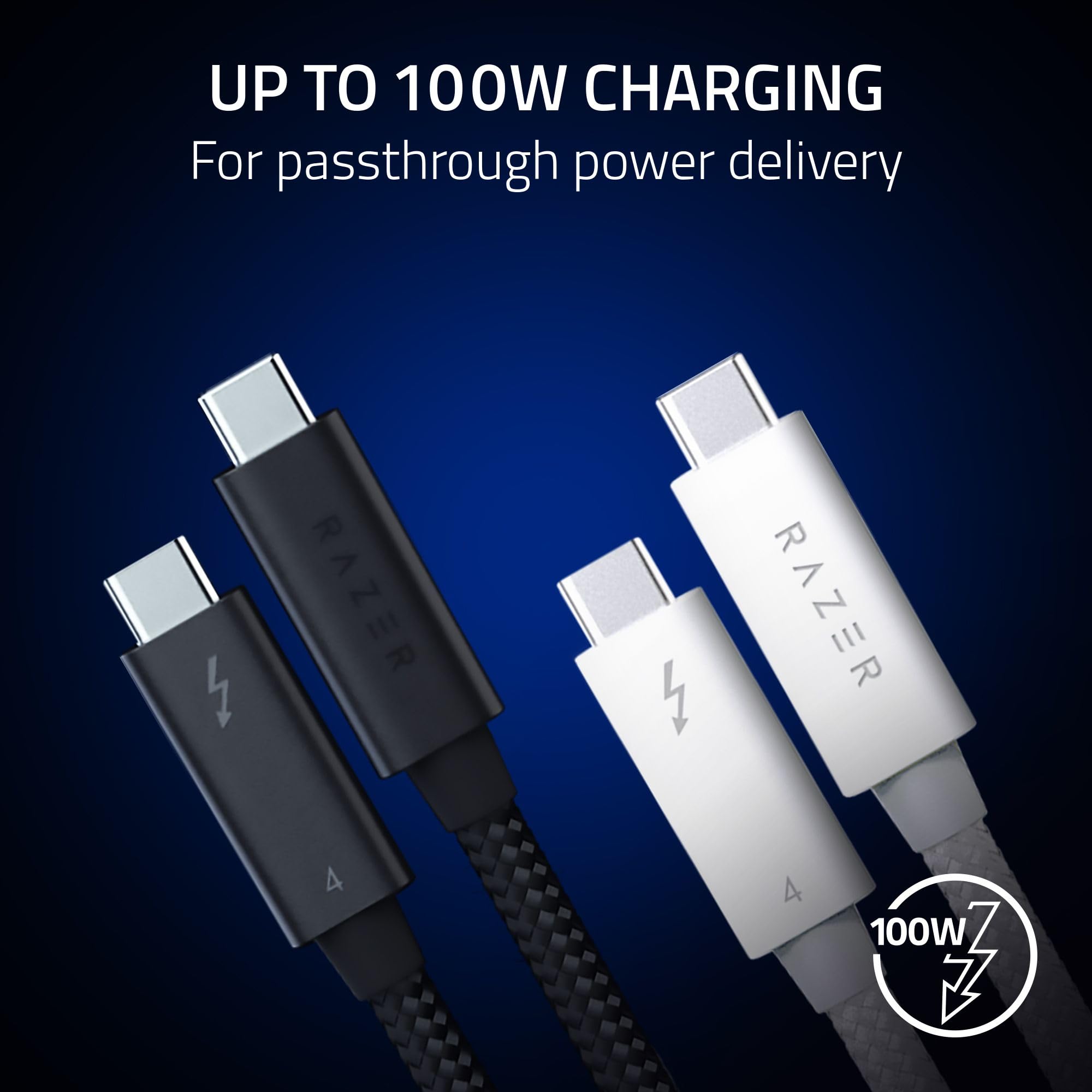 Thunderbolt 4 Cable (0.8m / 2.5ft): Up to 40 Gigabits Per Second - Up to 8K Resolutions - Up to 100W Charging - Compatible with Windows PC/Mac/Thunderbolt 3 Devices - Black