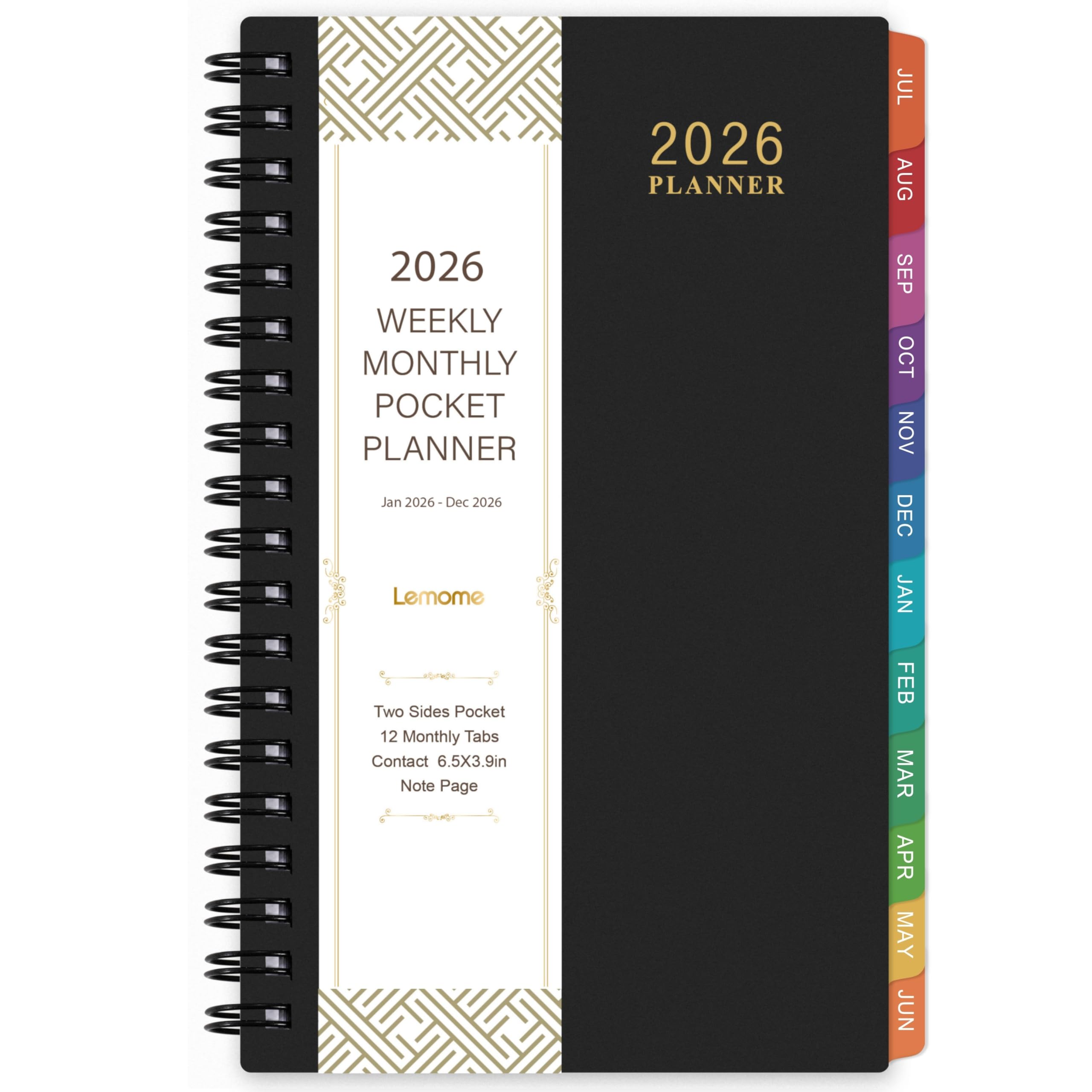 Photo 1 of 2026 Pocket Calendar/Planner - Weekly & Monthly Pocket Planner for Purse, Jan. 2026 - Dec. 2026, 6.8" x 4.1", Strong Twin - Wire Binding, Plastic Cover
