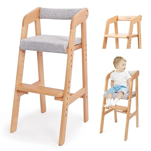 Wooden High Chair for Toddlers, Adjustable Feeding Chair with Removable  Cushion for Child, High Chair Grows with Kid for Dining, Studying, Step