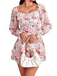 LYANER Women's Floral Print Off Shoulder Long