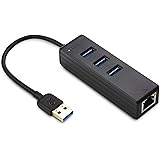 Cable Matters 3 Port USB 3.0 Hub with Ethernet (USB Hub with Ethernet, Gigabit Ethernet USB Hub ) Supporting 10/100/1000 Mbps Ethernet Network in Black