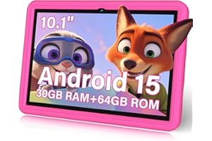 10.1 Inch Kids Tablet Android 15-30GB RAM+64GB ROM(1TB Expandable), Octa-Core 2.0GHz, Anti-Blue Light Screen, 6000mAh, WiFi 6