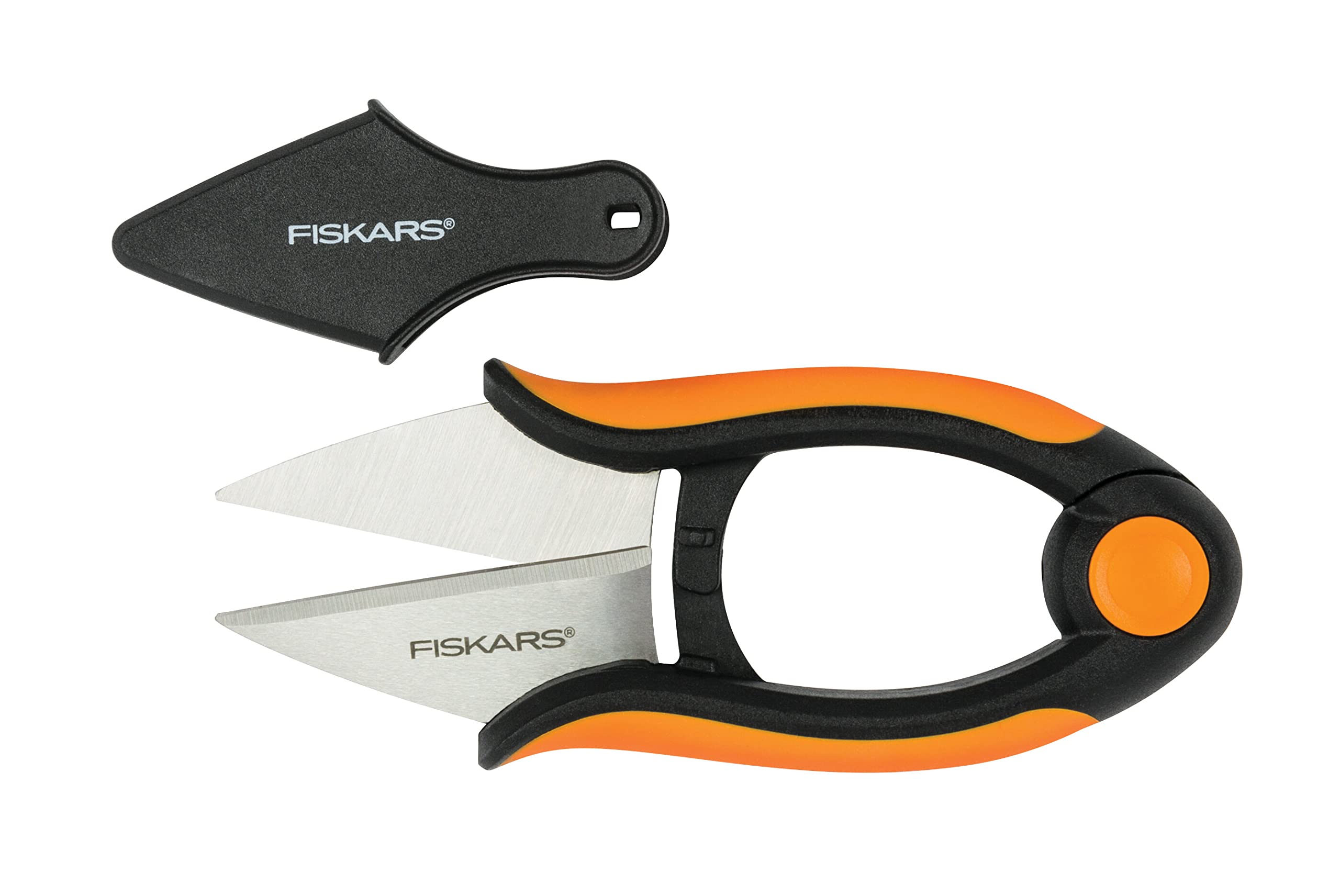 Fiskars herb scissors, length: 12.9 cm, stainless steel blades/plastic handles, black/orange, solid, SP-220, 1063326