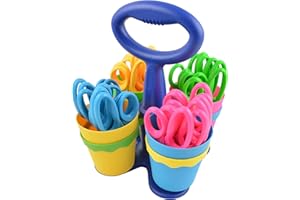Westcott School Scissor Caddy and 5-Inch Pointed Safety Scissors for Kids, Back to School, Classroom Supplies, Assorted, 24 Pack (14755)