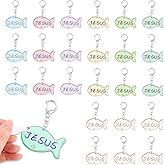 24pcs Jesus Fish Keychains, Wooden Christian Religious Keychain Color Your Own DIY Sunday School Crafts for Kids and Adults Art Classroom Party Supplies
