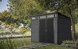 Keter Cortina 9x7 Plastic Garden Shed Wood Effect Evotech Steel Reinforced Base view 2