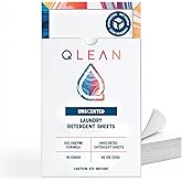 QLEAN Laundry Detergent Sheets (Travel Size 10 Loads) – Travel Laundry Detergent Sheets for Sensitive Skin, Unscented Fragrance Free Eco-Friendly Laundry Soap, HE & Standard Washer Safe, Stain Remover