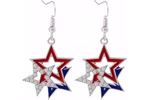 ECOZRAN 4th of July Patriotic Earrings, American Flag Earrings, Independence Day Stud Dangle Drop Earrings Hook Fashion Jewelry Gift for Women