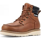 SUREWAY Moc Toe Work Boots for Men, Wedge Sole, Soft Toe | Full-grain leather with Goodyearwelt, comfort insole, EH protection, oil and slip-resistant wedge sole