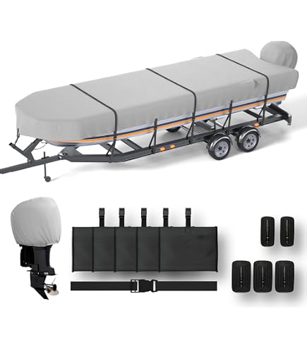 Boat Motor Cover Jon Boat Accessories For Fishing Jon Boat Cover Fit Havoc Mud Motor MSTC 1656, Fishing Boats 1653VJ Jon Boat Covers 17-19ft Jon Boat Motor