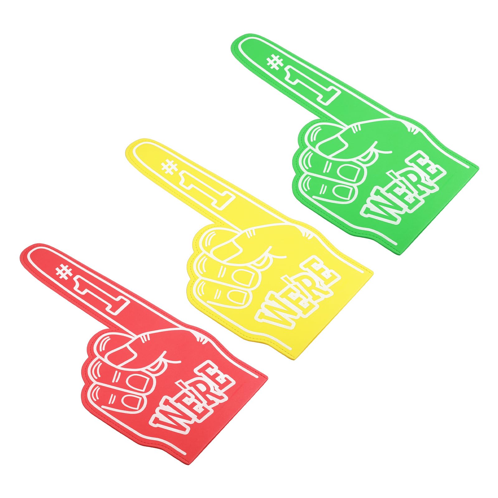 PATIKIL Giant Foam Finger 18 Inch, 3 Pcs Number 1 Foam Hand EVA Foam Finger Cheerleading Accessories for Sports Events Baseball Basketball Soccer Games, Multicolored