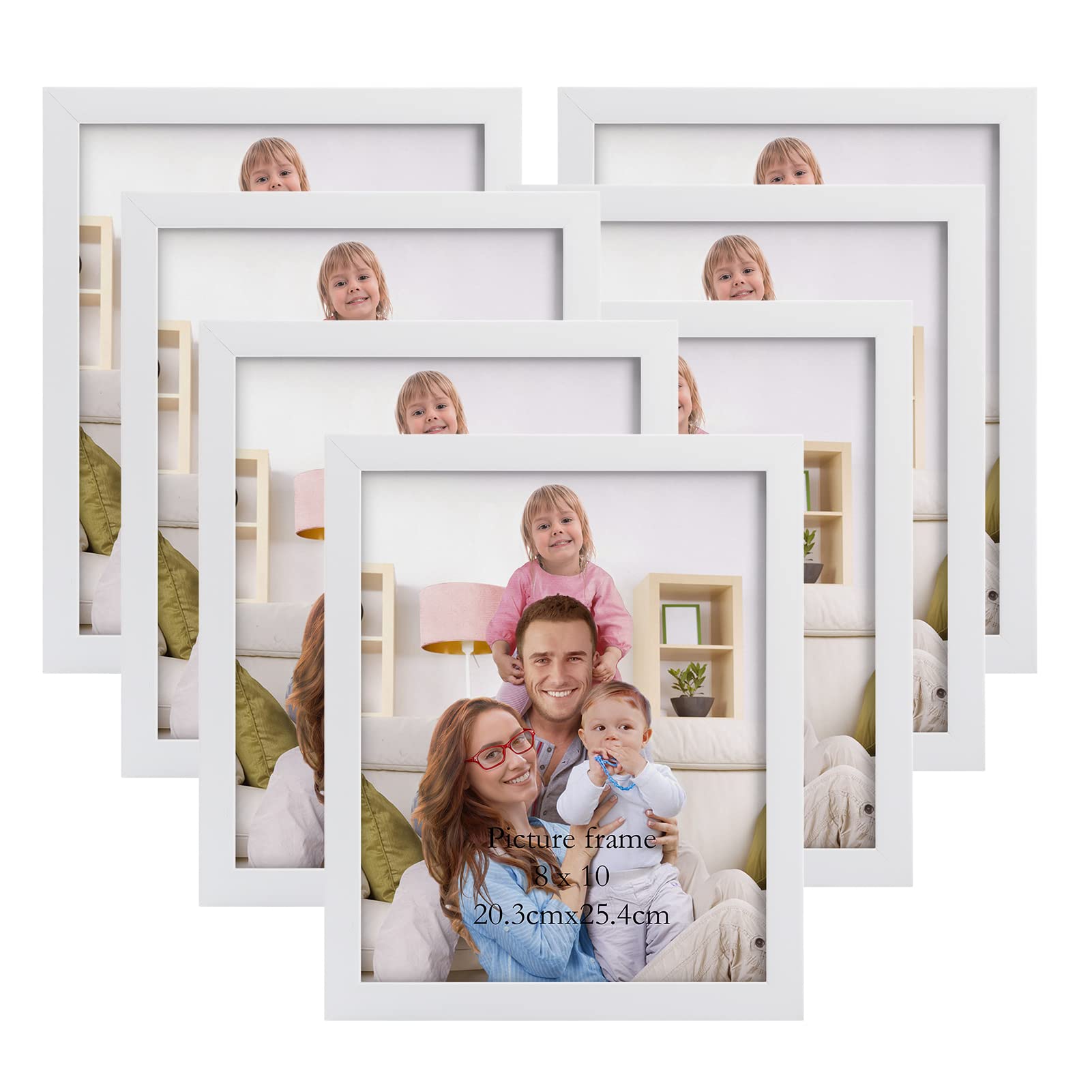 Giftgarden White 8x10 Photo Frame 7 Pack, Modern White 8 by 10 Photo Frames for Wall or Tabletop Display