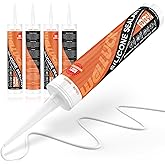 White Silicone Caulk, 100% Waterproof White Caulking Silicone Sealant Flexible Cartridge Adhesive for Kitchen, Bathroom, Wind