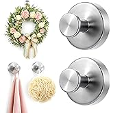 Upgraded Suction Cup Hooks for Shower, Heavy Duty Removable Towel Hooks for Bathroom Glass Door Wall, Stainless Steel Shower Hooks for Towel & Loofah (2 Pack, Silver)