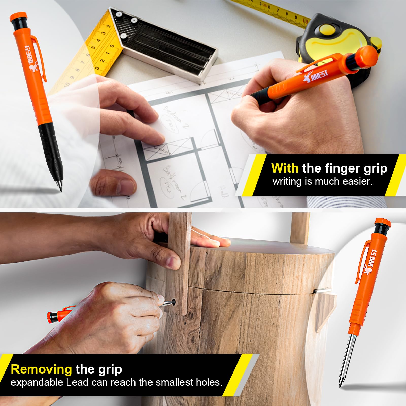JOREST Konturenlehre Groß Weihnachtsgeschenke mit Feststeller + Tieflochmarker, Konturenlehren, Laminat Schablone, Contour Gauge, Anzeichnen Konturenschablone, Vervielfältigungslehre, Konturmessgerät 6