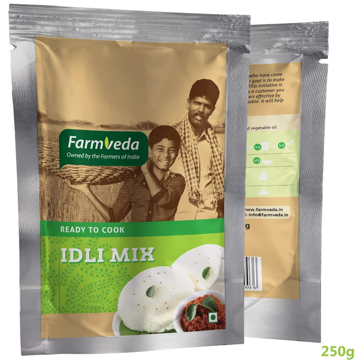 Farm Veda Instant Idli Mix(Pack Of 2)250G Each|Ready-To-Eat Batter For Soft Fluffy Idlis|Made With Natural Ingredients From Our Farmers