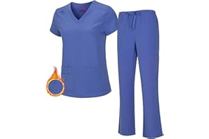 M&M SCRUBS Women's Breathable Cool Stretch Fabric Scrub Top and cargo Pant Set