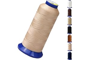 PESTOR Bonded Nylon Thread for Sewing-Heavy Duty Nylon Thread for Leather, Jeans and Weaving; Upholstery Thread Hair Thread; Outdoor Thread #69 T70 Size 210D/3 1400 Yards（Beige）