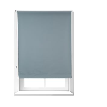 Relaxdays Verdunkelungsrollo grau mit Hitzeschutz, Thermo Rollo Klemmfix, blickdichtes Seitenzugrollo BxH 86 x 165 cm