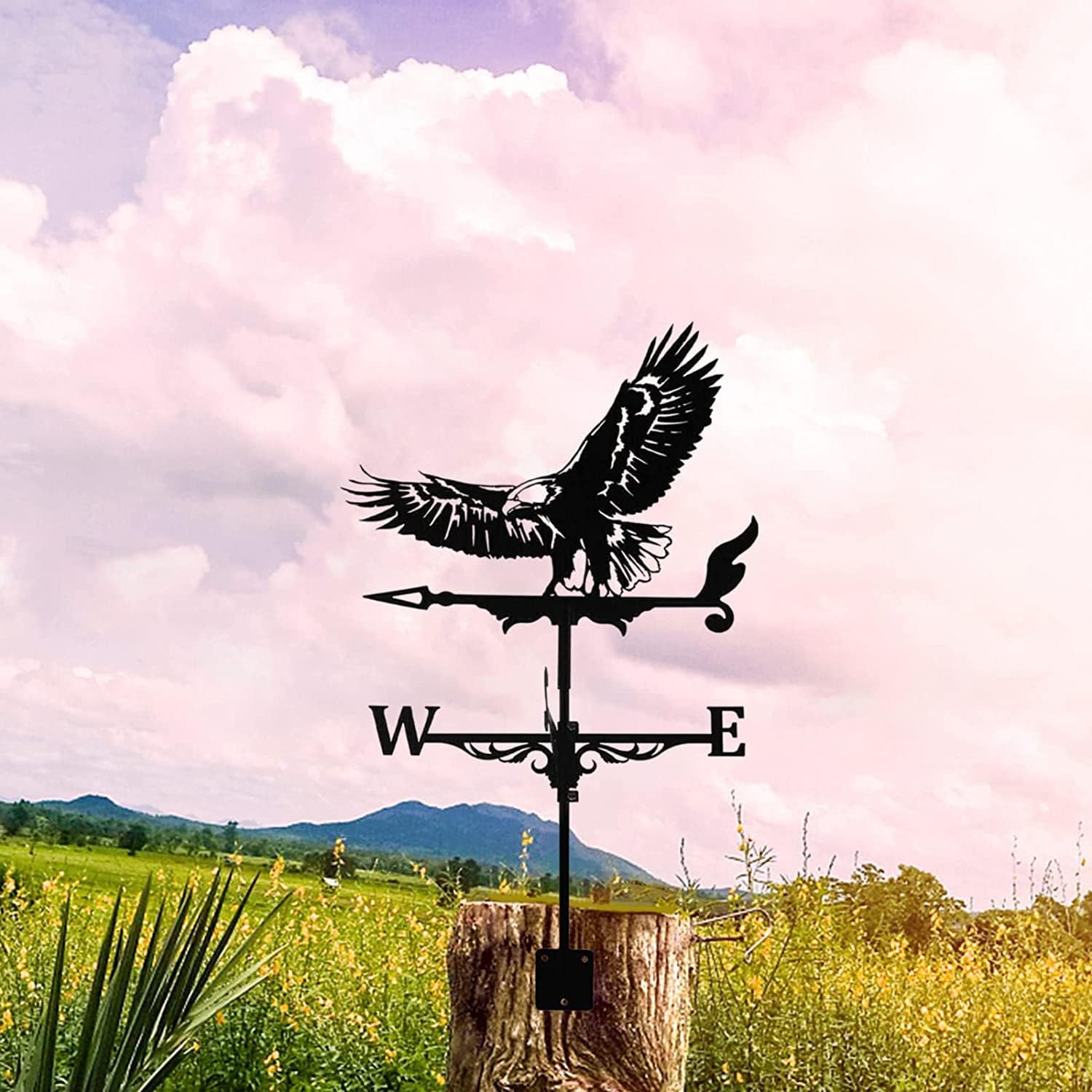 Weathervanes - 3D Animal Metal Weather Vane, Roof Weather Vane Wind Direction Indicator Roof Decoration Accessories for Garden Patio Roof Decoration (Eagle)