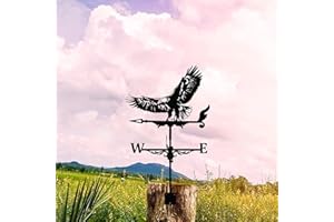 YFEIQI 3D Animal Metal Weather Vane, Roof Weather Vane Wind Direction Indicator Roof Decoration Accessories for Garden Patio Roof Decoration (Eagle)
