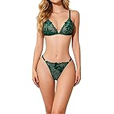 TINGYANRAN Women's Sexy Lingerie Set Sexy Floral Sheer Matching Bra and Panty 2 Piece Outfits