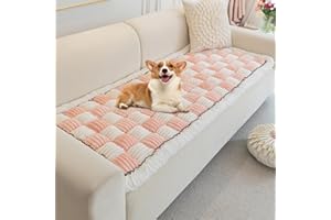LUCKY MONET Non Slip Couch Cover for Dogs Washable, Fuzzy Pet Sofa Cover for 3 Cushion Couch Pet Friendly, Durable Dog Bed Cover Furniture Protector Sofa Topper Pads for Large Dogs (27.6x82.7in, Pink)