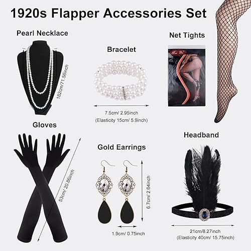 ELECLAND 10 Pieces 1920s Flapper Great Gatsby Accessories Set