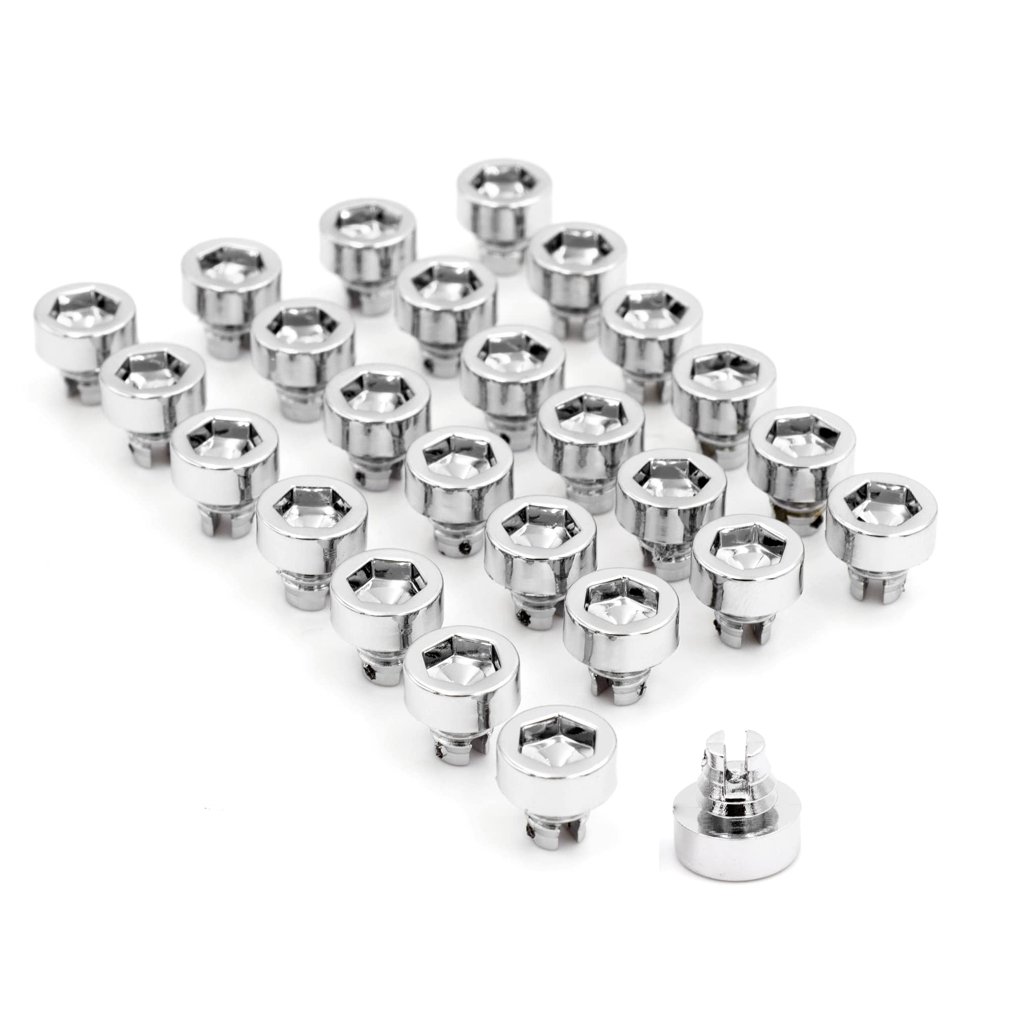 RhinoTuning 50 Pcs Set 0.3"/7.5mm Wheel Rim Rivets Nuts 7.5mm Wheel Lug Nuts Replacement Plastic Rivet for Auto?Chrome?