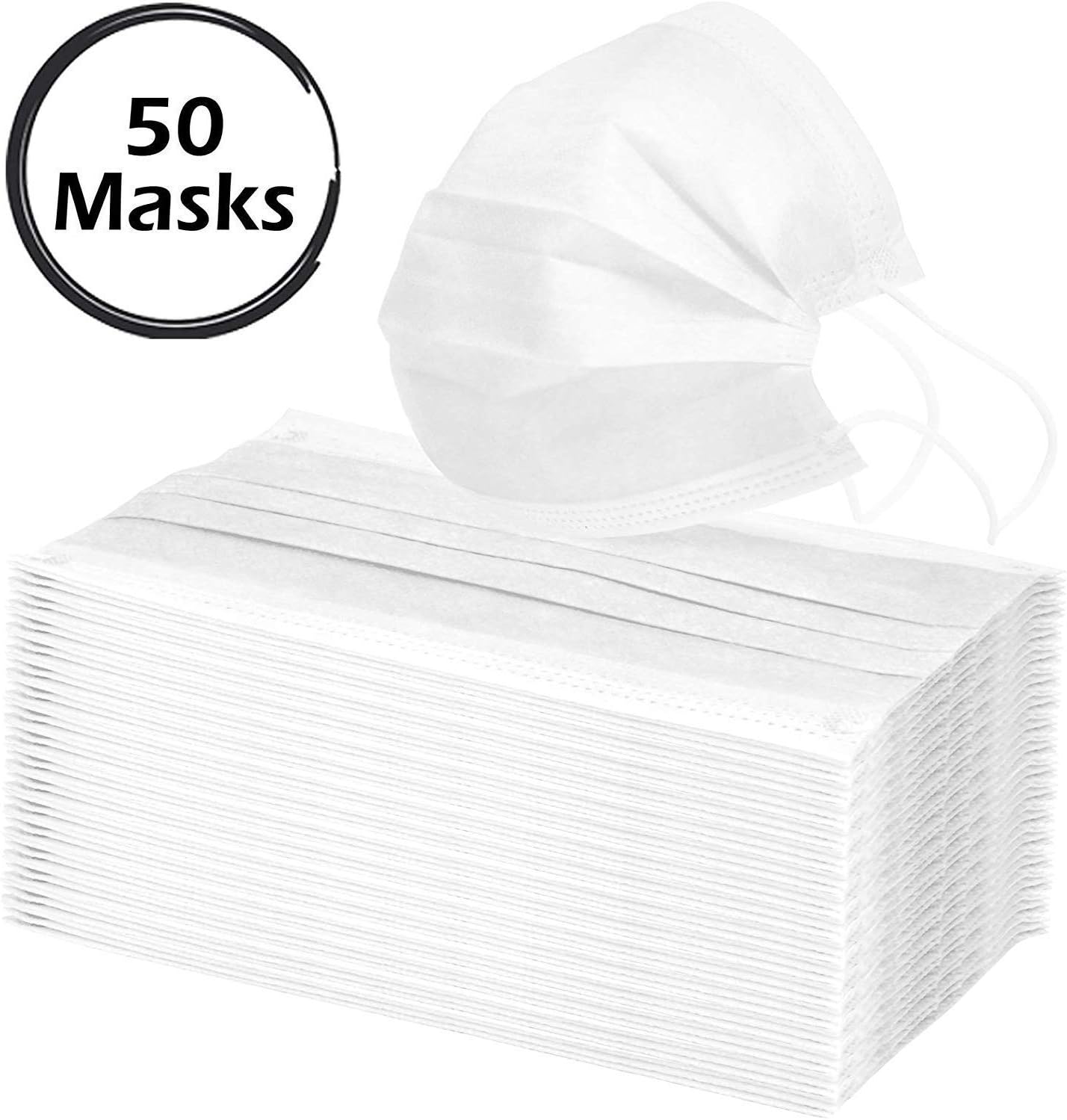 Surgical Disposable Face Masks Disposable Face Masks with Elastic Ear Loop Breathable and Comfortable 50 Pack Great for Dust, Germ and Virus Protection and Personal Health - USA FDA