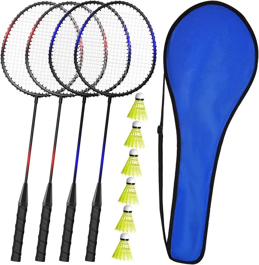 Keehoo KH 4 Player Badminton Rackets Set with Shuttlecocks Carry Bag