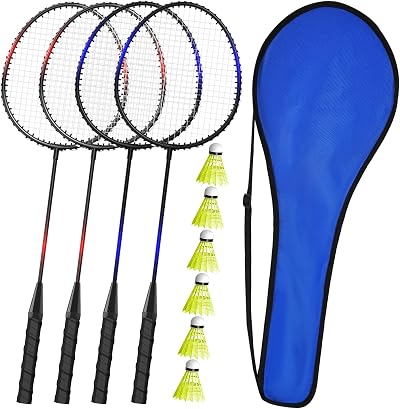 Keehoo KH 4 Player Badminton Rackets Set with Shuttlecocks Carry Bag
