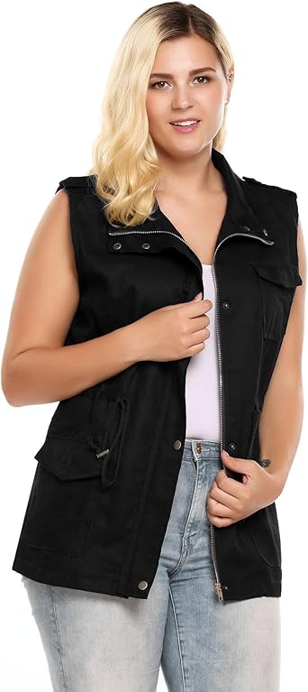 plus size black utility jacket
