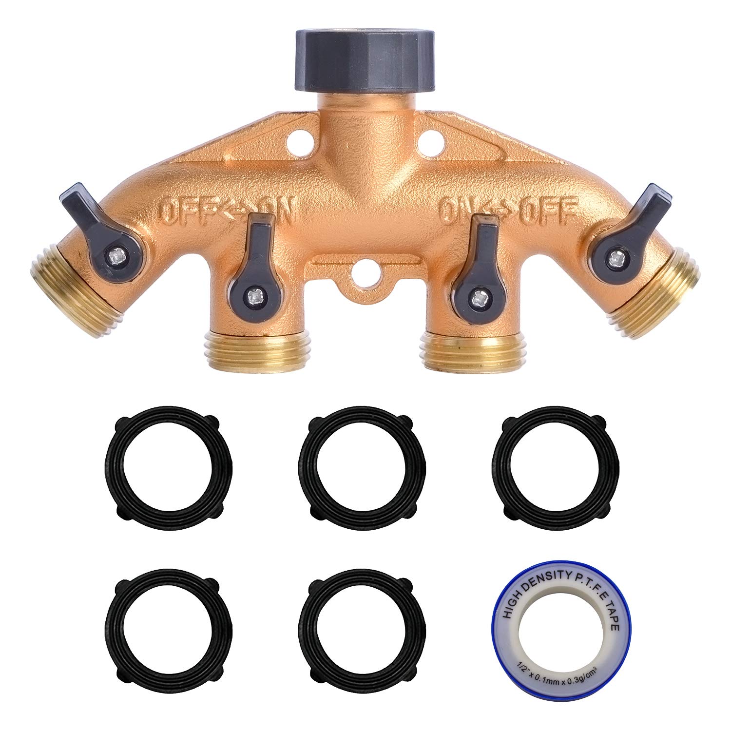 Photo 1 of HYDRO MASTER 4 Ways Garden Hose Splitter,3/4" Garden Hose Spigot Adapter with 4 Valves,Fits All Garden Hose. (Aluminum)