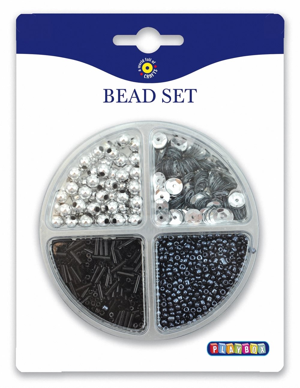 Playbox Beads Mix in Round Storage Box (Black)