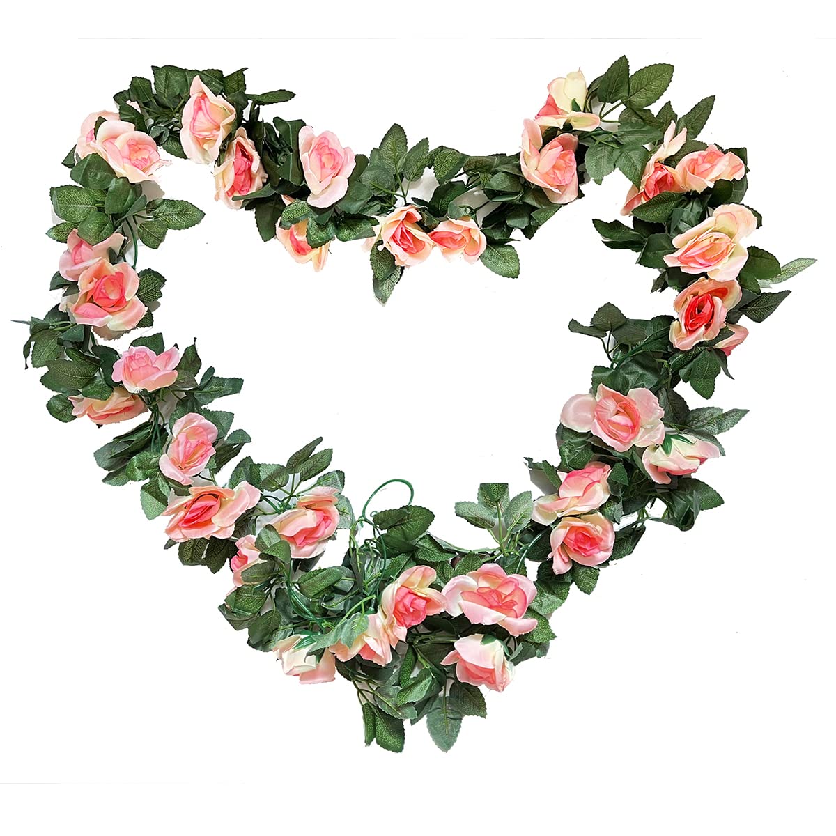 Senda Rose Garland, 2 Pack 15FT Fake Rose Vine Flower Plants Artificial Flower Hanging Garlands for wedding Party Home Garden Outdoor Backdrop Craft Arch Decoration (Champagne)