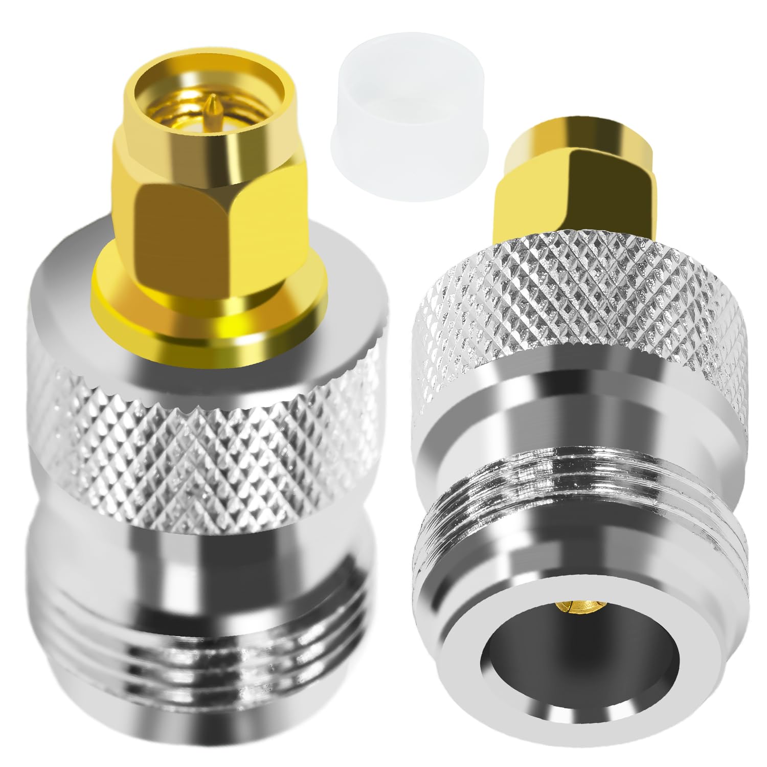 Fohevers 2 Pcs N Female Jack to SMA Male Plug Adapter for RF WiFi Antenna Extension Cable Telecom Coaxial Connector Broadcast Radios Wi-Fi