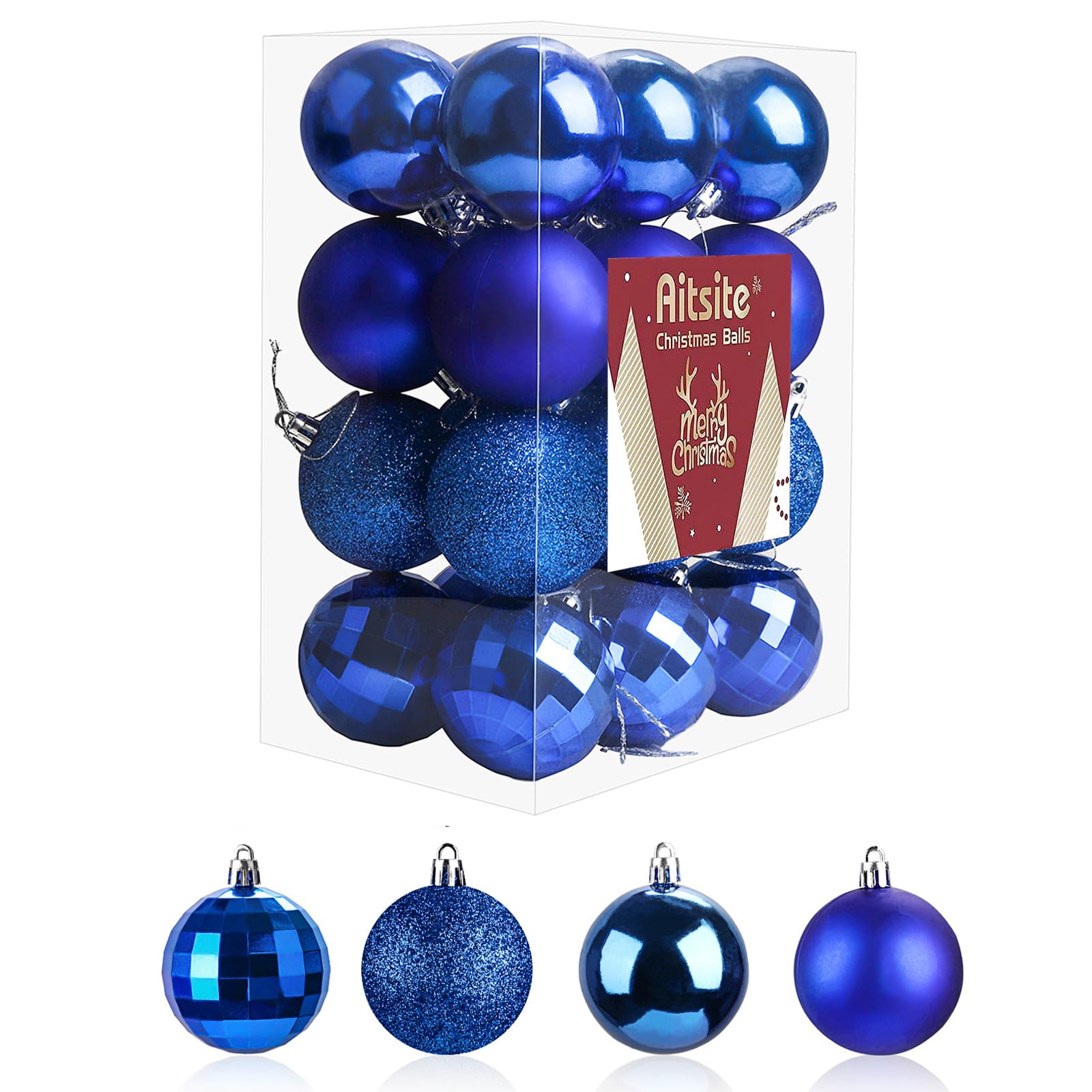 Photo 1 of Aitsite 24ct Christmas Tree Ornaments Set 1.57 inches Mini Shatterproof Holiday Ornaments Balls for Christmas Decorations (Blue)